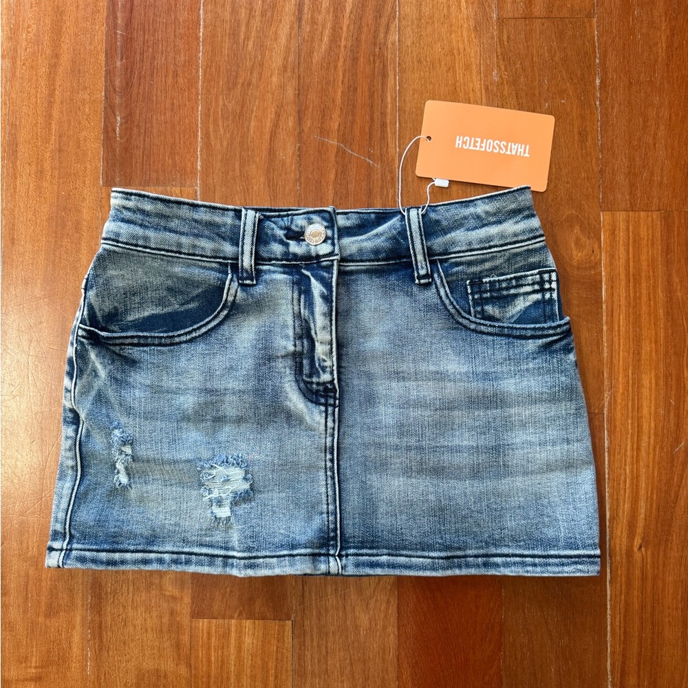 Thrift Select Denim Mini Skirt - Blue